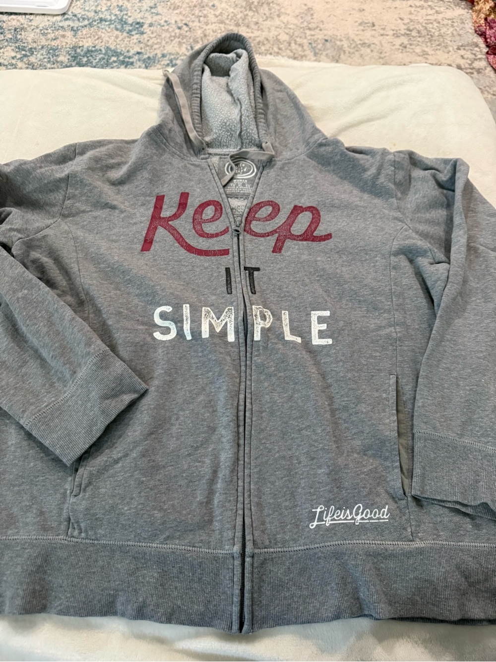Life is Good Keep it Simple Women’s Zip Up Hoodie XL EB2